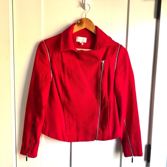 1. State Red Tweed Convertible Double Zip Moto Jacket Vest Size 2 - Picture 9 of 13